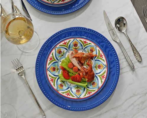 Меламинные наборы посуды, 12 штук посуды, набор для 4 человек, тарелки и миски, набор наружной посуды, посудомоечная машина безопасная, без BPA (Re)